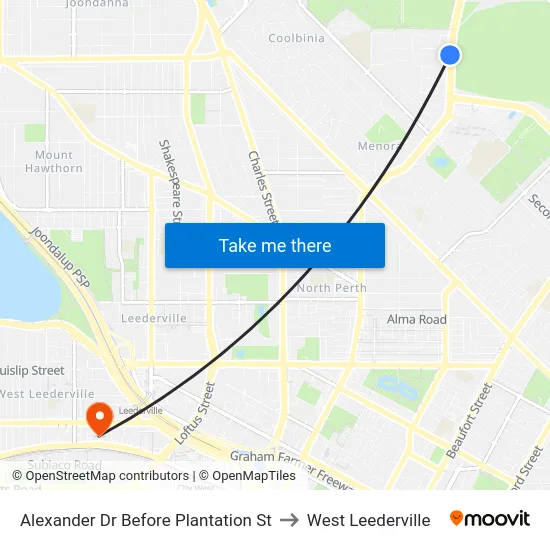 Alexander Dr Before Plantation St to West Leederville map
