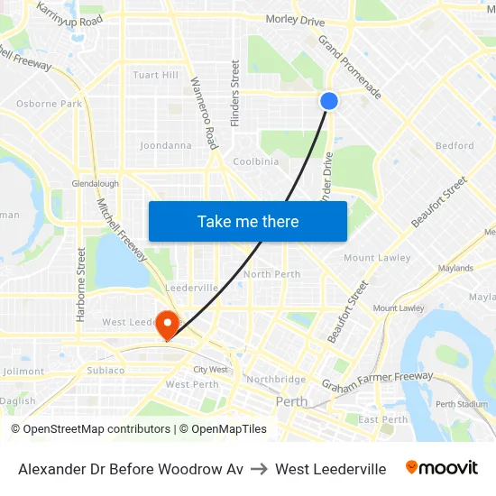 Alexander Dr Before Woodrow Av to West Leederville map