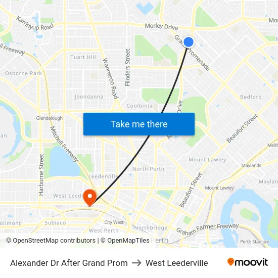 Alexander Dr After Grand Prom to West Leederville map