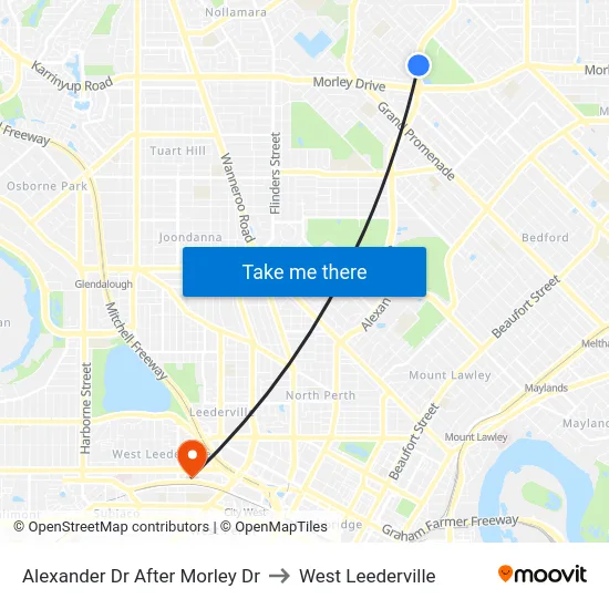 Alexander Dr After Morley Dr to West Leederville map