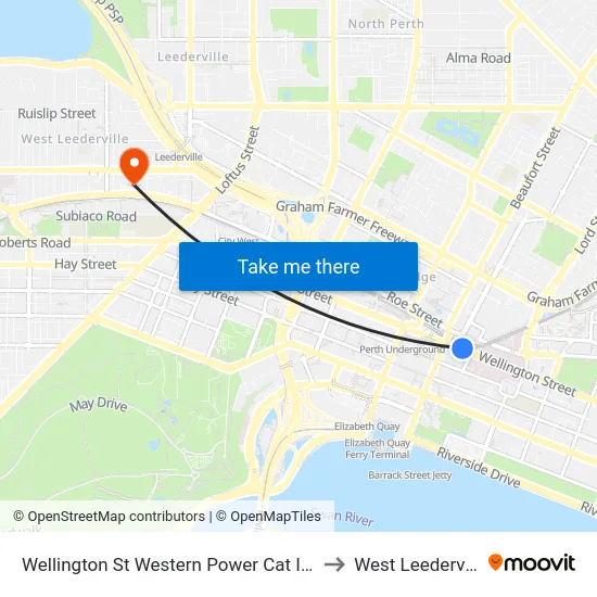 Wellington St Western Power Cat Id 68 to West Leederville map