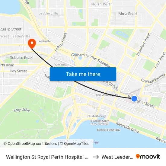 Wellington St Royal Perth Hospital Cat Id 69 to West Leederville map