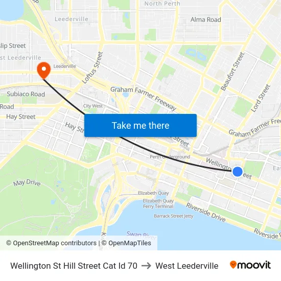 Wellington St Hill Street Cat Id 70 to West Leederville map