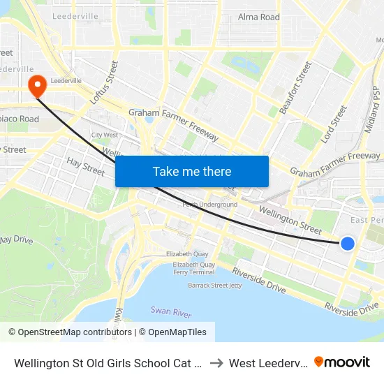 Wellington St Old Girls School Cat Id 52 to West Leederville map