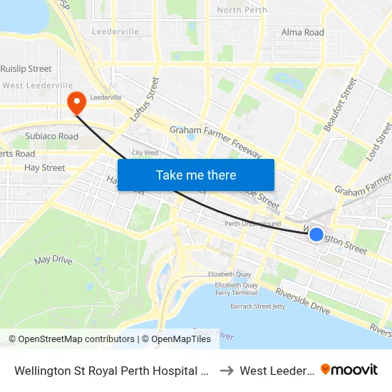 Wellington St Royal Perth Hospital Cat Id 56 to West Leederville map
