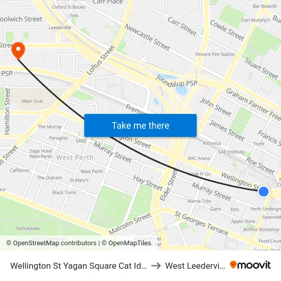 Wellington St Yagan Square Cat Id 59 to West Leederville map