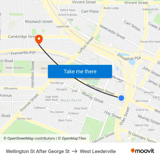 Wellington St After George St to West Leederville map