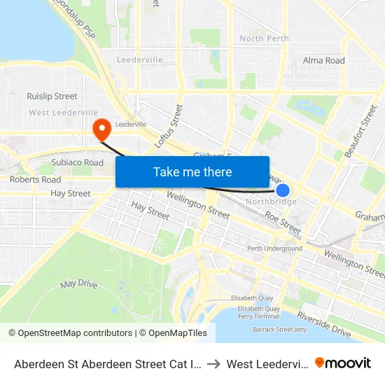 Aberdeen St Aberdeen Street Cat Id 8 to West Leederville map