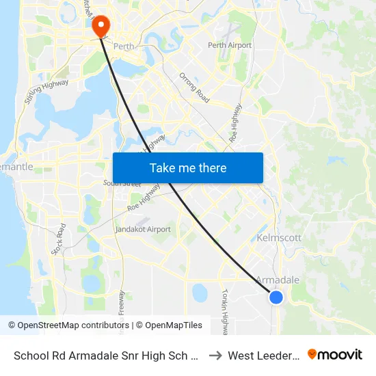 School Rd Armadale Snr High Sch Stand 2 to West Leederville map