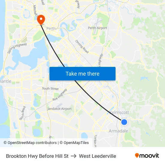 Brookton Hwy Before Hill St to West Leederville map