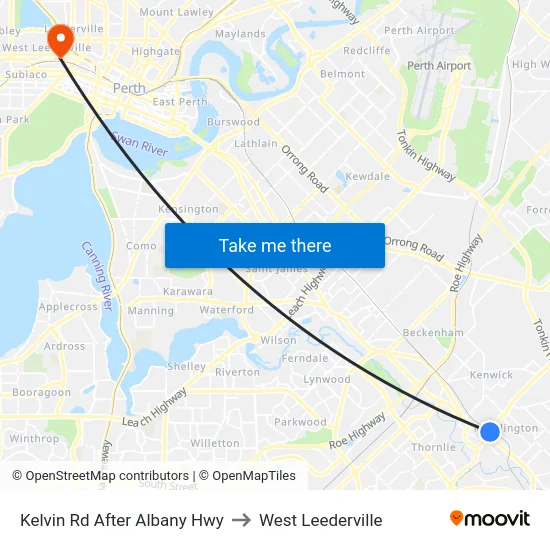 Kelvin Rd After Albany Hwy to West Leederville map