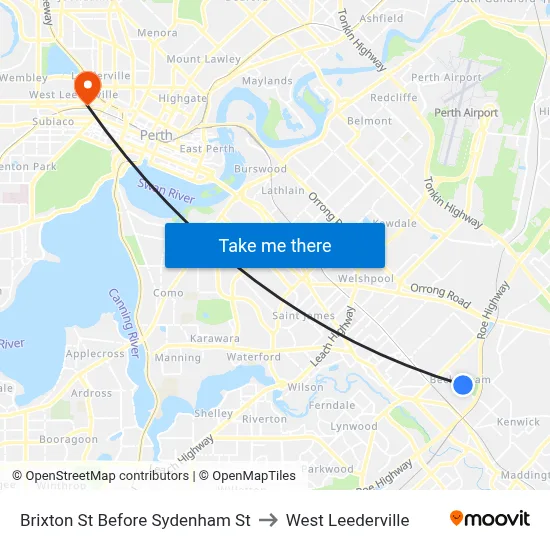 Brixton St Before Sydenham St to West Leederville map