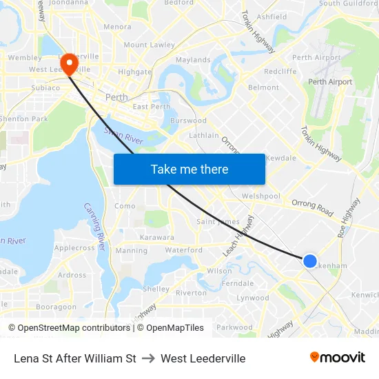 Lena St After William St to West Leederville map
