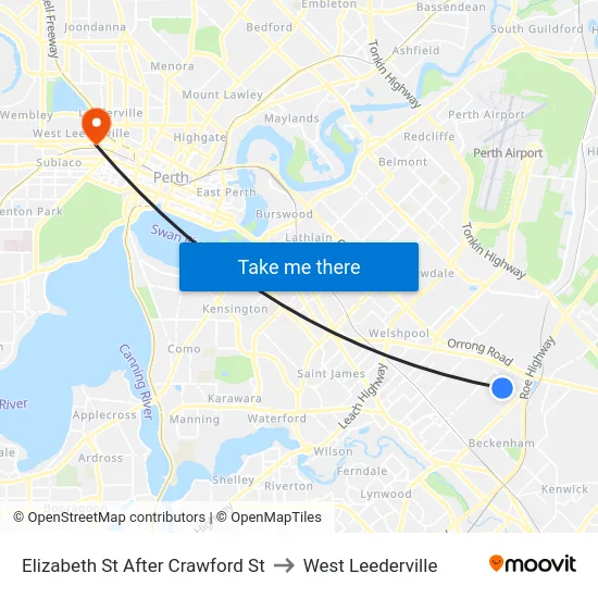 Elizabeth St After Crawford St to West Leederville map
