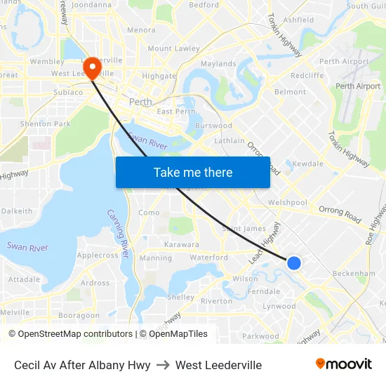 Cecil Av After Albany Hwy to West Leederville map
