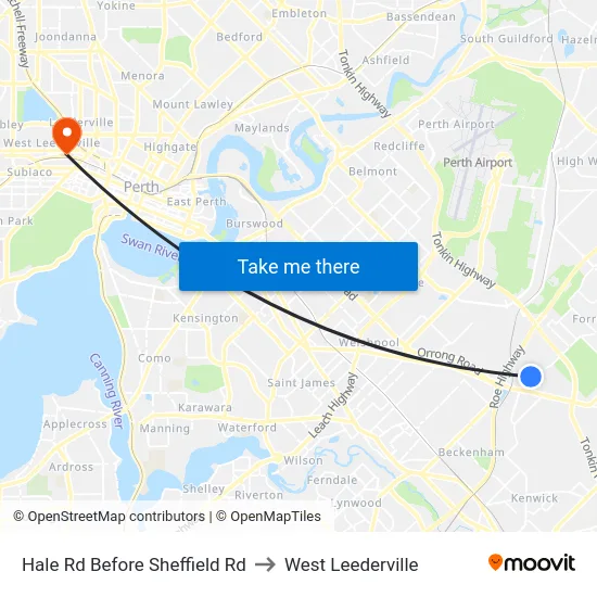 Hale Rd Before Sheffield Rd to West Leederville map
