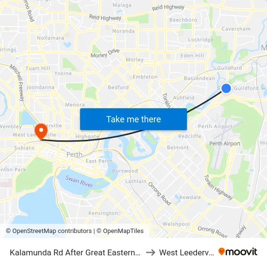 Kalamunda Rd After Great Eastern Hwy to West Leederville map