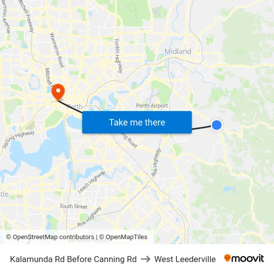Kalamunda Rd Before Canning Rd to West Leederville map