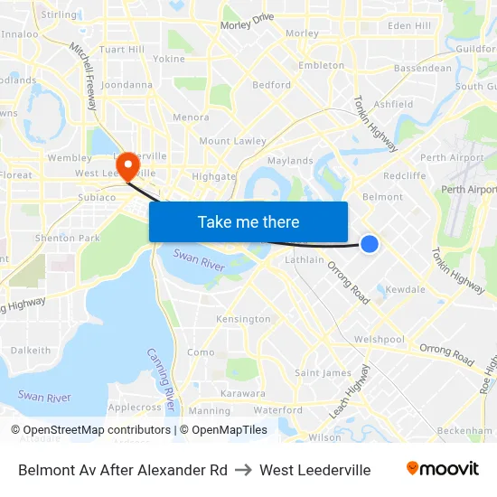 Belmont Av After Alexander Rd to West Leederville map