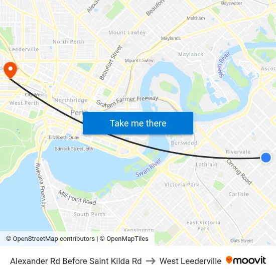 Alexander Rd Before Saint Kilda Rd to West Leederville map