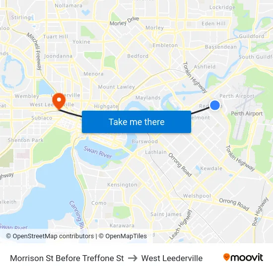 Morrison St Before Treffone St to West Leederville map