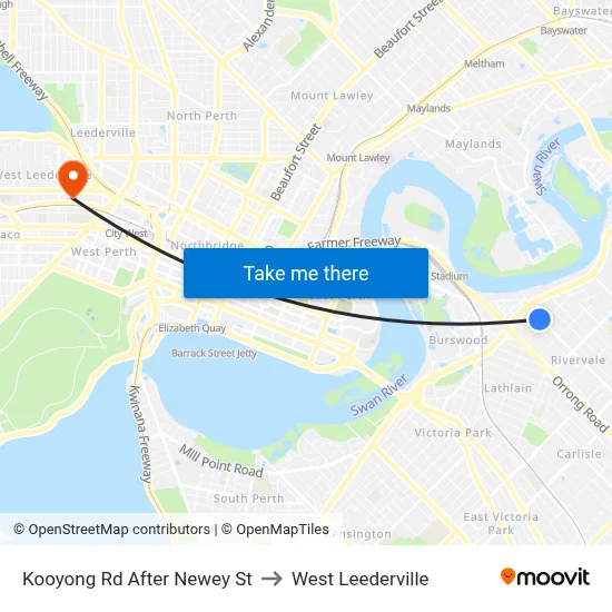 Kooyong Rd After Newey St to West Leederville map