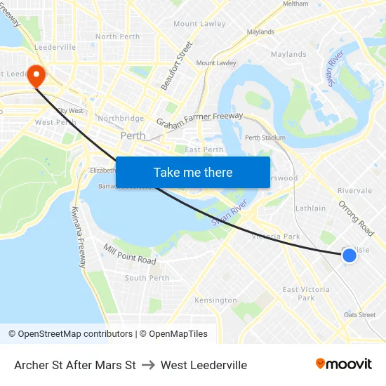 Archer St After Mars St to West Leederville map