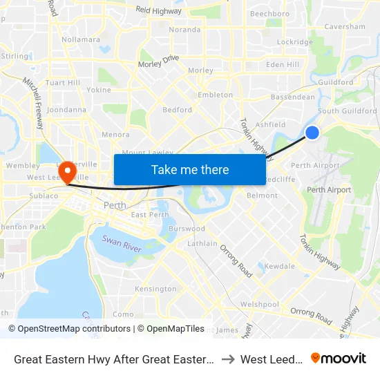 Great Eastern Hwy After Great Eastern Hwy Bypass to West Leederville map