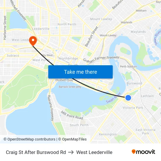 Craig St After Burswood Rd to West Leederville map