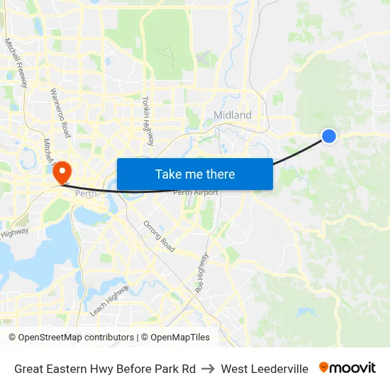 Great Eastern Hwy Before Park Rd to West Leederville map