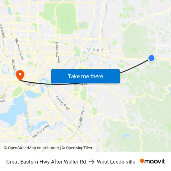 Great Eastern Hwy After Weller Rd to West Leederville map