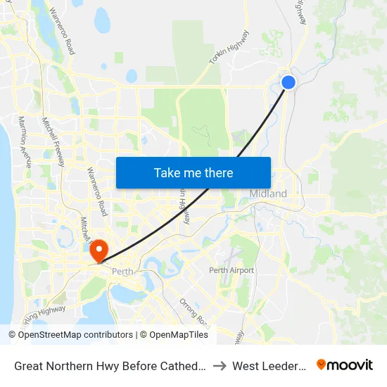 Great Northern Hwy Before Cathedral Av to West Leederville map