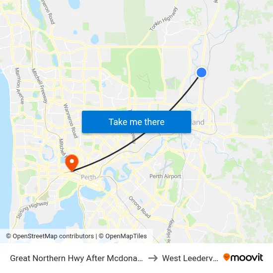 Great Northern Hwy After Mcdonald St to West Leederville map