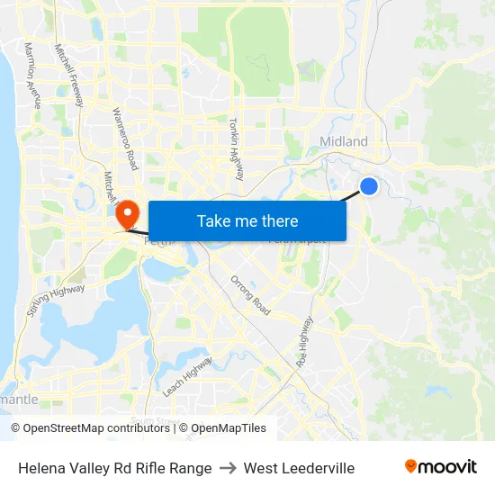 Helena Valley Rd Rifle Range to West Leederville map