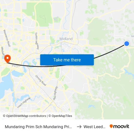 Mundaring Prim Sch   Mundaring Primary School to West Leederville map