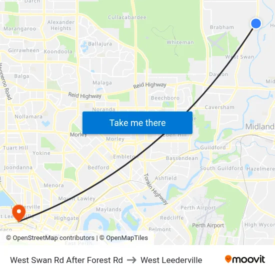 West Swan Rd After Forest Rd to West Leederville map
