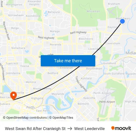 West Swan Rd After Cranleigh St to West Leederville map