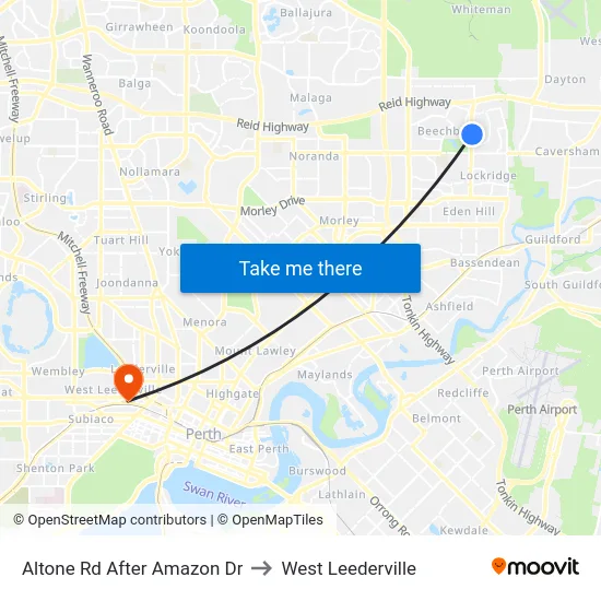 Altone Rd After Amazon Dr to West Leederville map