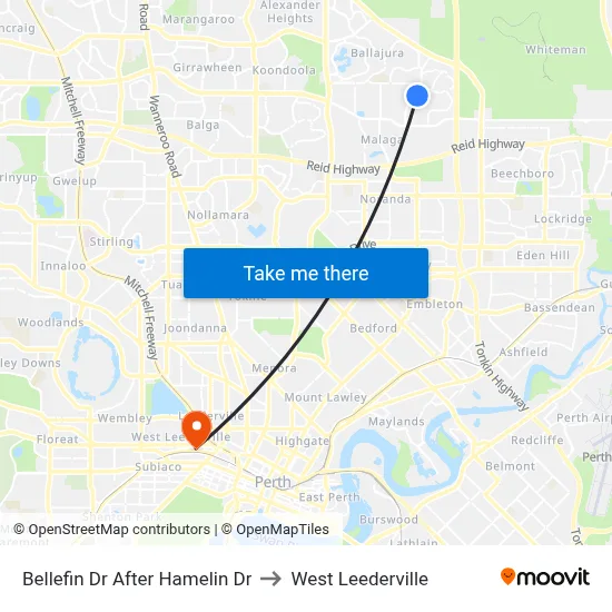 Bellefin Dr After Hamelin Dr to West Leederville map