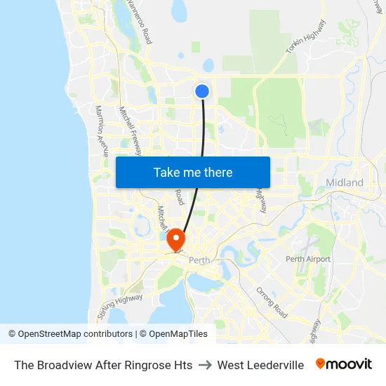 The Broadview   After Ringrose Hts to West Leederville map