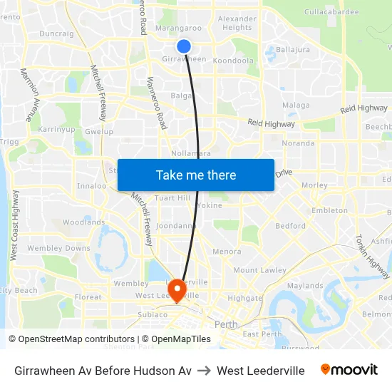 Girrawheen Av Before Hudson Av to West Leederville map