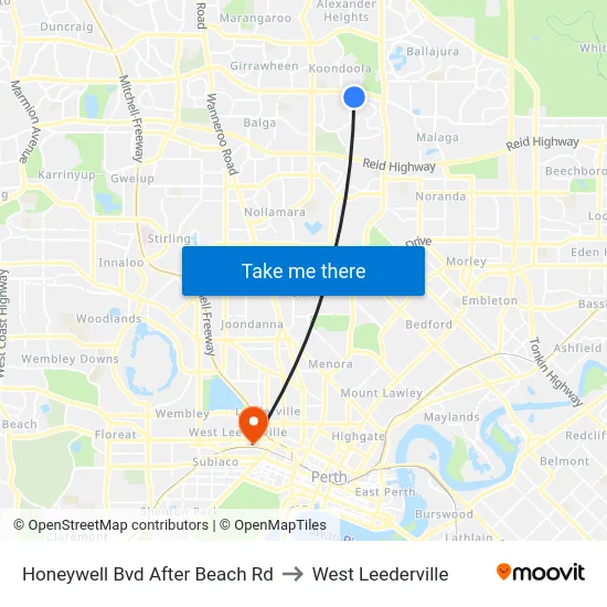 Honeywell Bvd After Beach Rd to West Leederville map