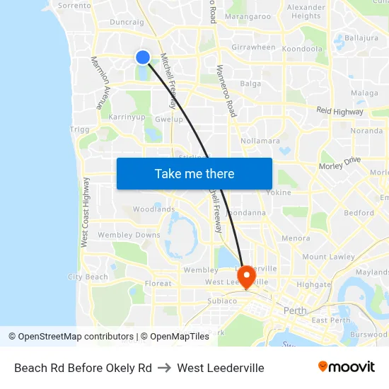 Beach Rd Before Okely Rd to West Leederville map