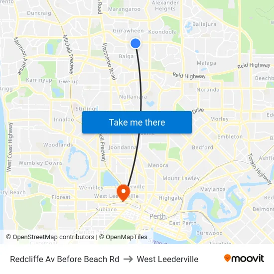 Redcliffe Av Before Beach Rd to West Leederville map