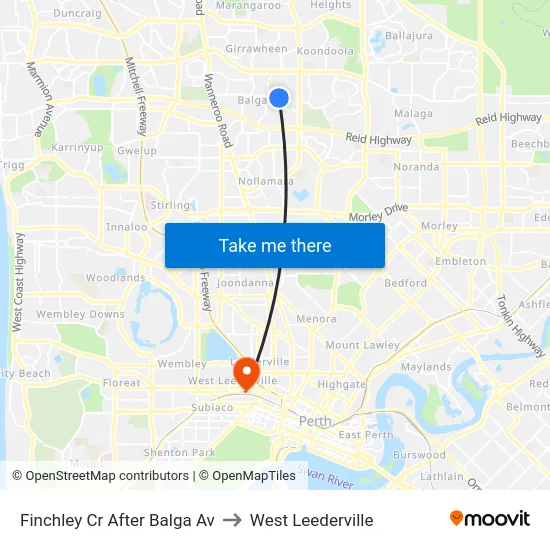 Finchley Cr After Balga Av to West Leederville map
