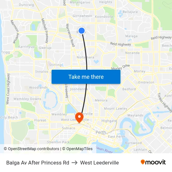 Balga Av After Princess Rd to West Leederville map