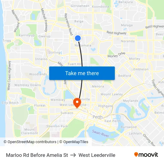 Marloo Rd Before Amelia St to West Leederville map