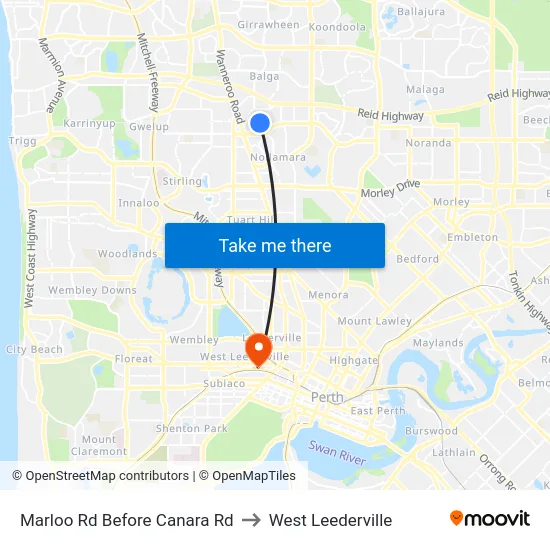 Marloo Rd Before Canara Rd to West Leederville map
