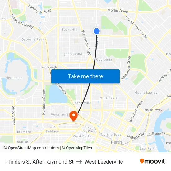 Flinders St After Raymond St to West Leederville map