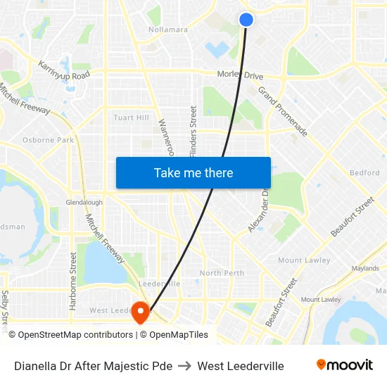 Dianella Dr After Majestic Pde to West Leederville map